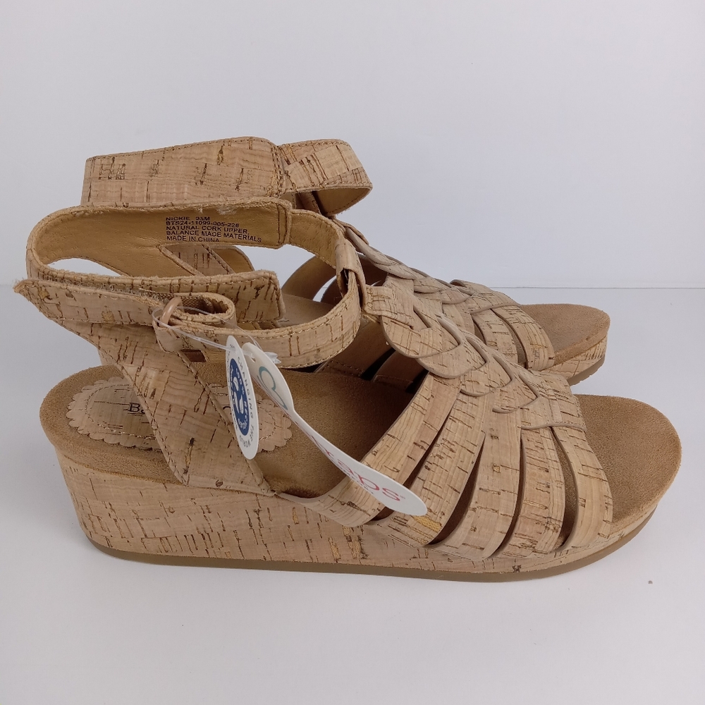 Baretraps Nickie Wedge Sandal Womens 9.5 Cork Hook And Loop Ankle Strap Comfort - Picture 2 of 10